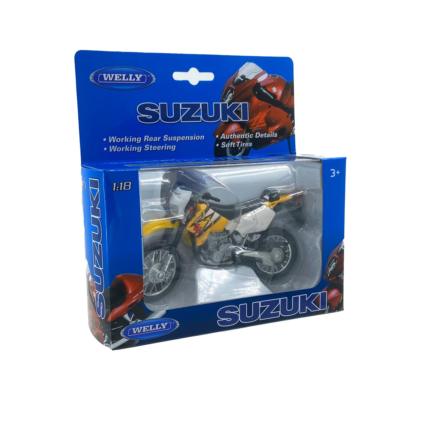 Welly Die Cast Motorcycle Yellow Suzuki DR-Z400S, 1:18 Scale