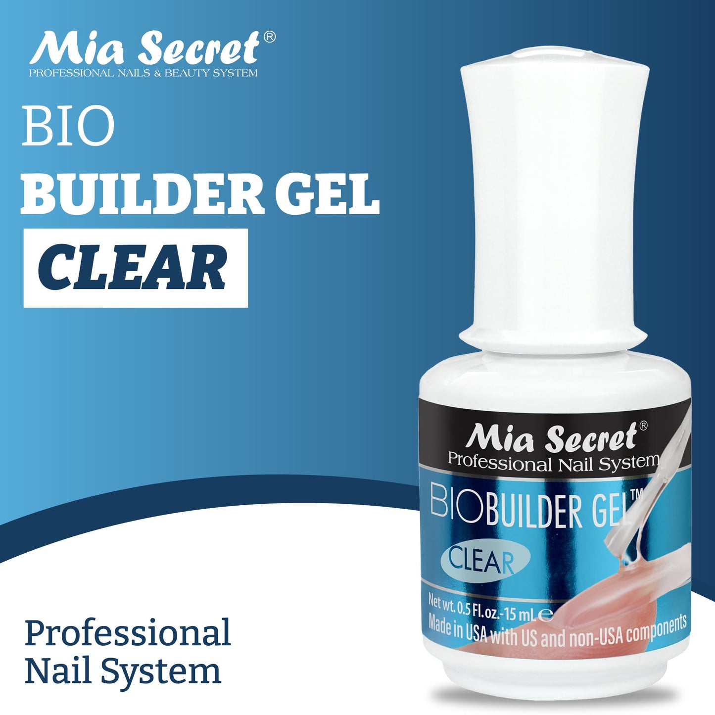 Mia Secret Clear Brush-on Nail Sculpting Gel, 0.5 oz - Biobuilder Clear Builder Gel in a Bottle For Nail Extensions and Natural Nails Beauty & Personal Care Mia Secret