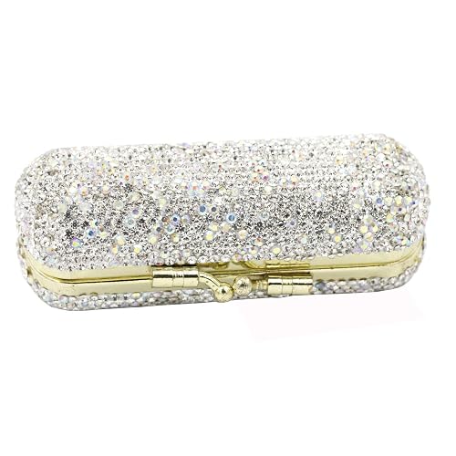 Bestbling Bling Rhinestone Crystal Lipstick Case Holder Organizer bag Cosmetic Storage for Women's Lipstick Jewelry Kit (Silver)