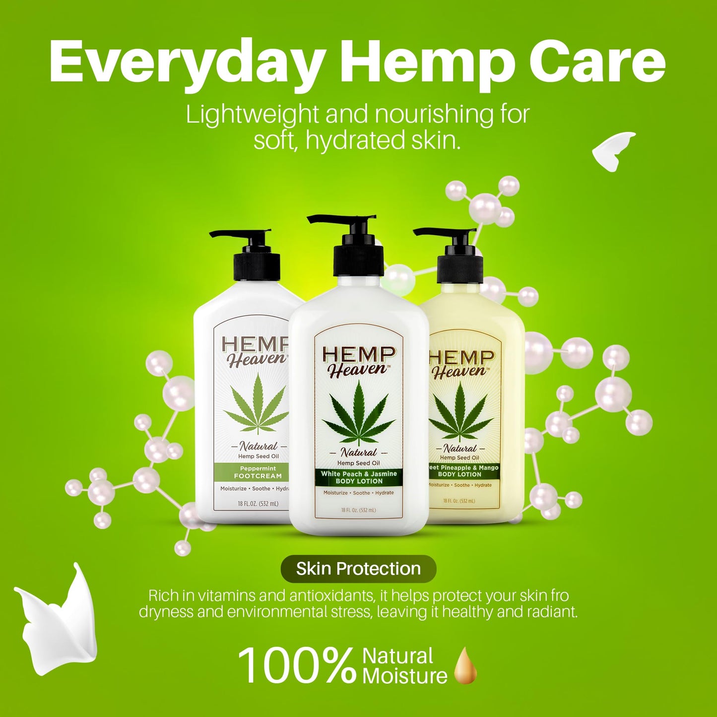 Hemp Heaven Hemp Lotion - Natural Hemp Seed Oil, Paraben-Free, 18 oz, Made in USA, Nourishing for Men & Women, EWG Verified, Anti-Aging (Peach