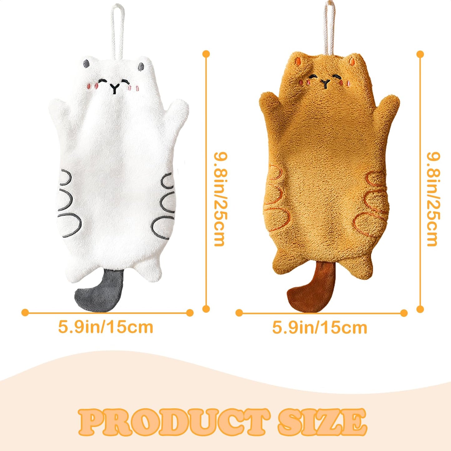 Tyrafry Funny Cats Kitchen Towels Decorative Set of 2, Absorbent Kitchen Towels Dish Towel for Home Bathroom Gym Hotel Holiday Décor