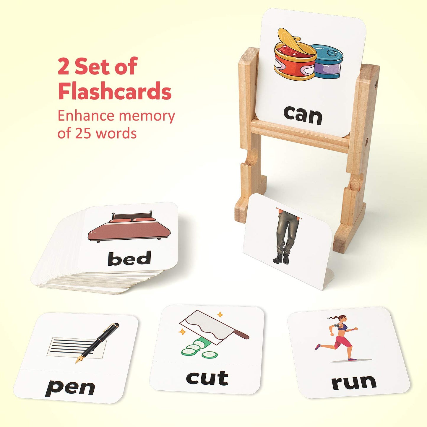 Coogam Wooden Reading Blocks – Short Vowel Rods Spelling Game with Rotating Letter Puzzle & Flash Cards, Montessori Learning Toy for Preschool Kids