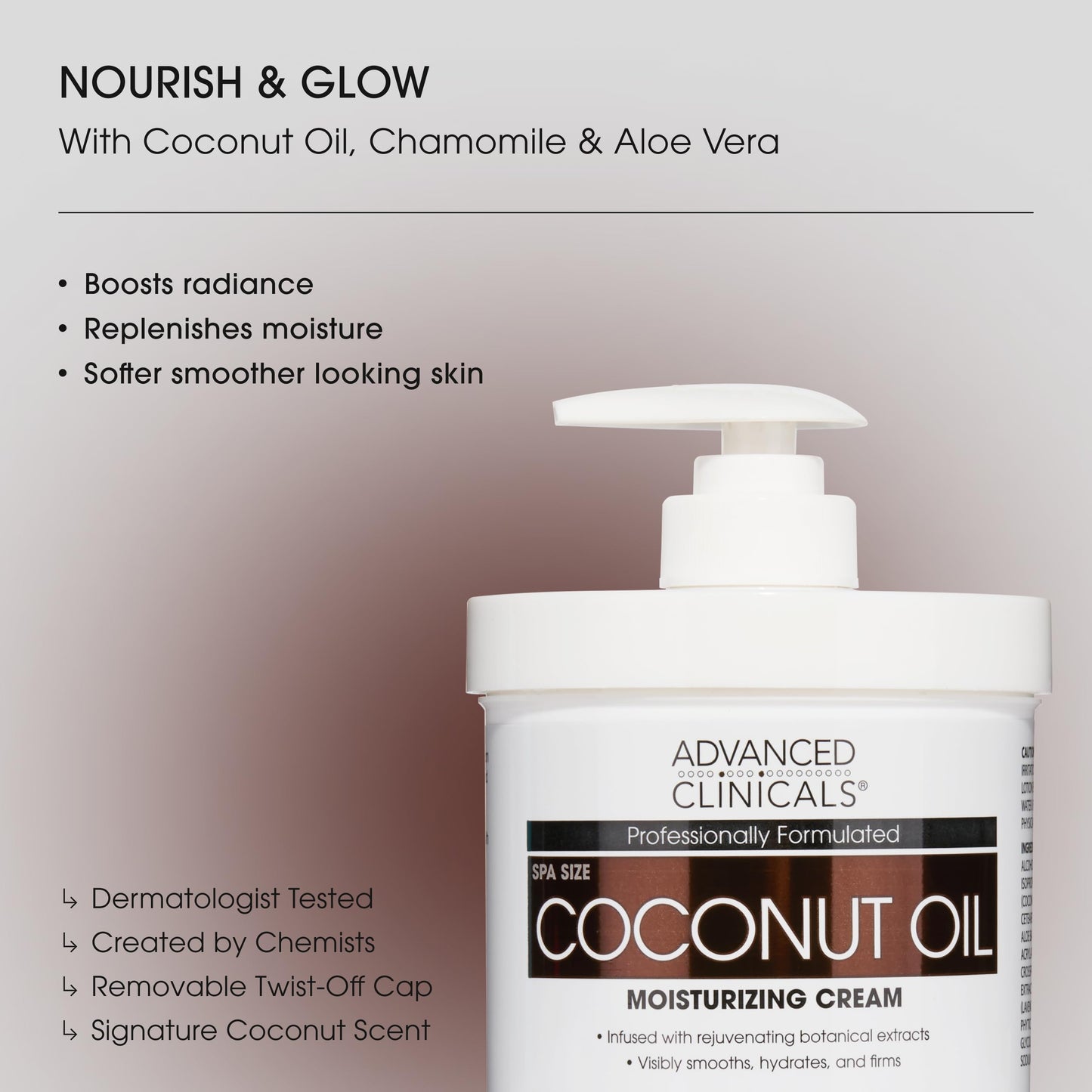 Advanced Clinicals Coconut Oil Body Cream For Women & Men | Hydrating Coconut Lotion For Extremely Dry Skin | Visible Anti Aging Body Butter Skin Care