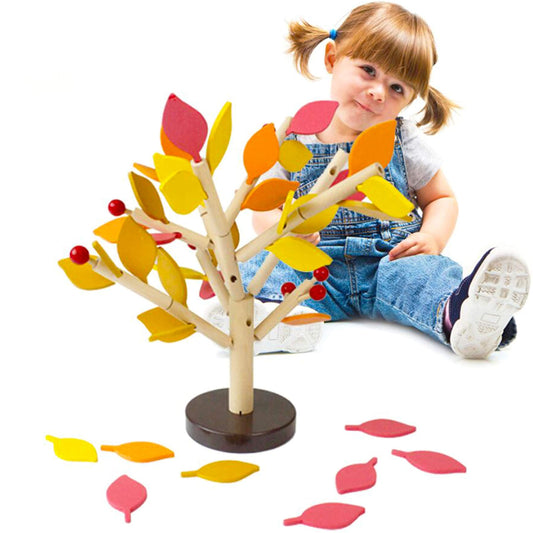Carykon Wooden Tree Building Blocks – DIY Assembly Puzzle Toy for Kids Ages 3+, Educational Early Learning & Home Decoration (Yellow)