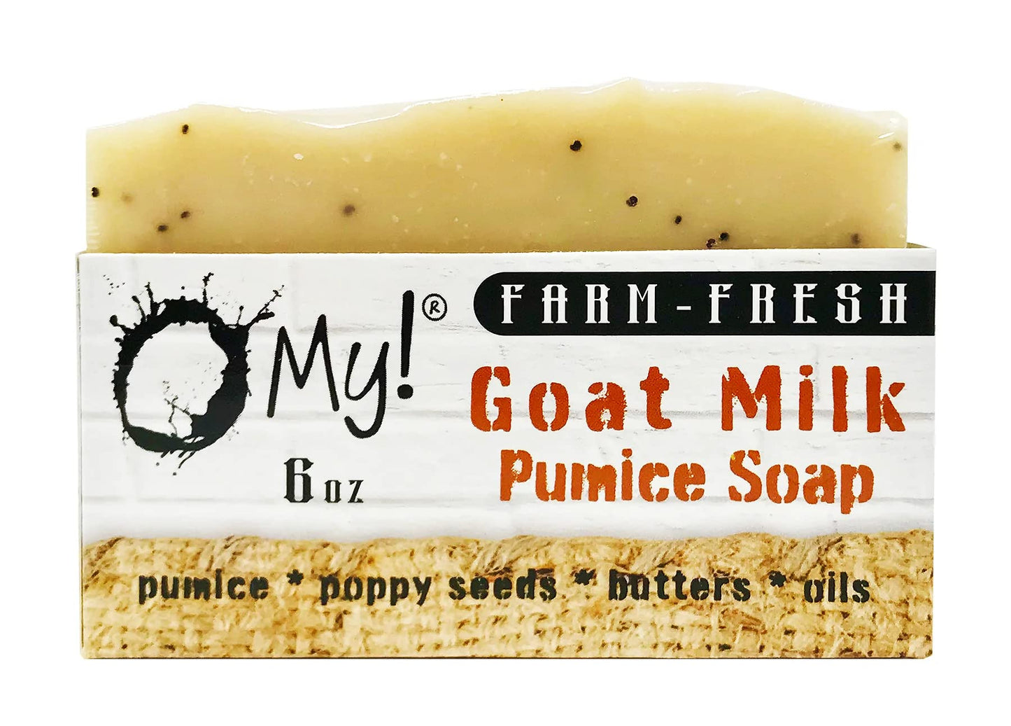 O My! Goat Milk Pumice Soap 6oz - Citrus | Made with Farm-Fresh Goat Milk | Pumice to Gently Cleanse | Gently Exfoliates | Paraben Free | Leaping