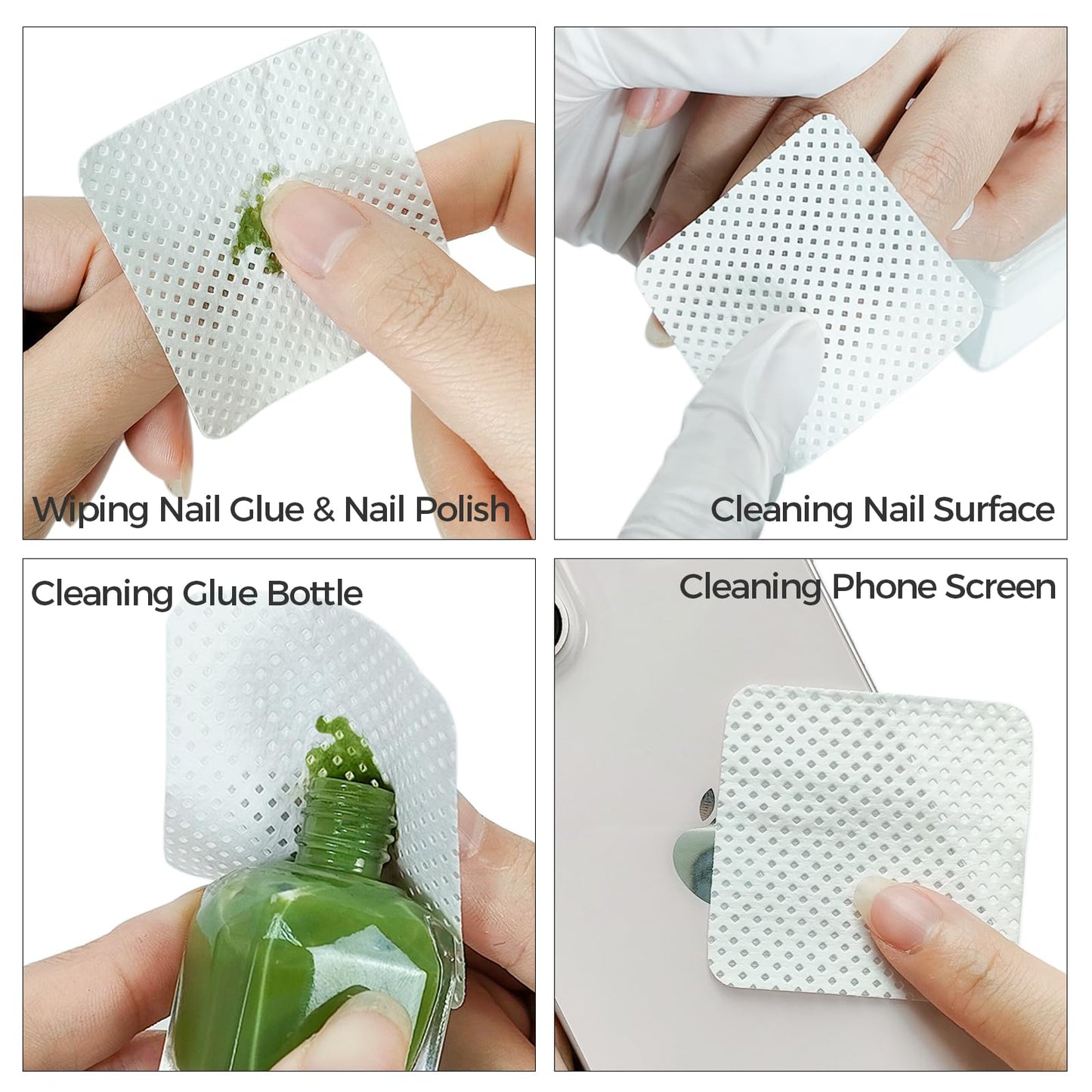 1100PCS Lint Free Nail Wipes with Case Package - Non-Woven Soft Nail Polish Remover Pads - Lint Free Wipes for Gel Nails - DIY Nail Art Supplies