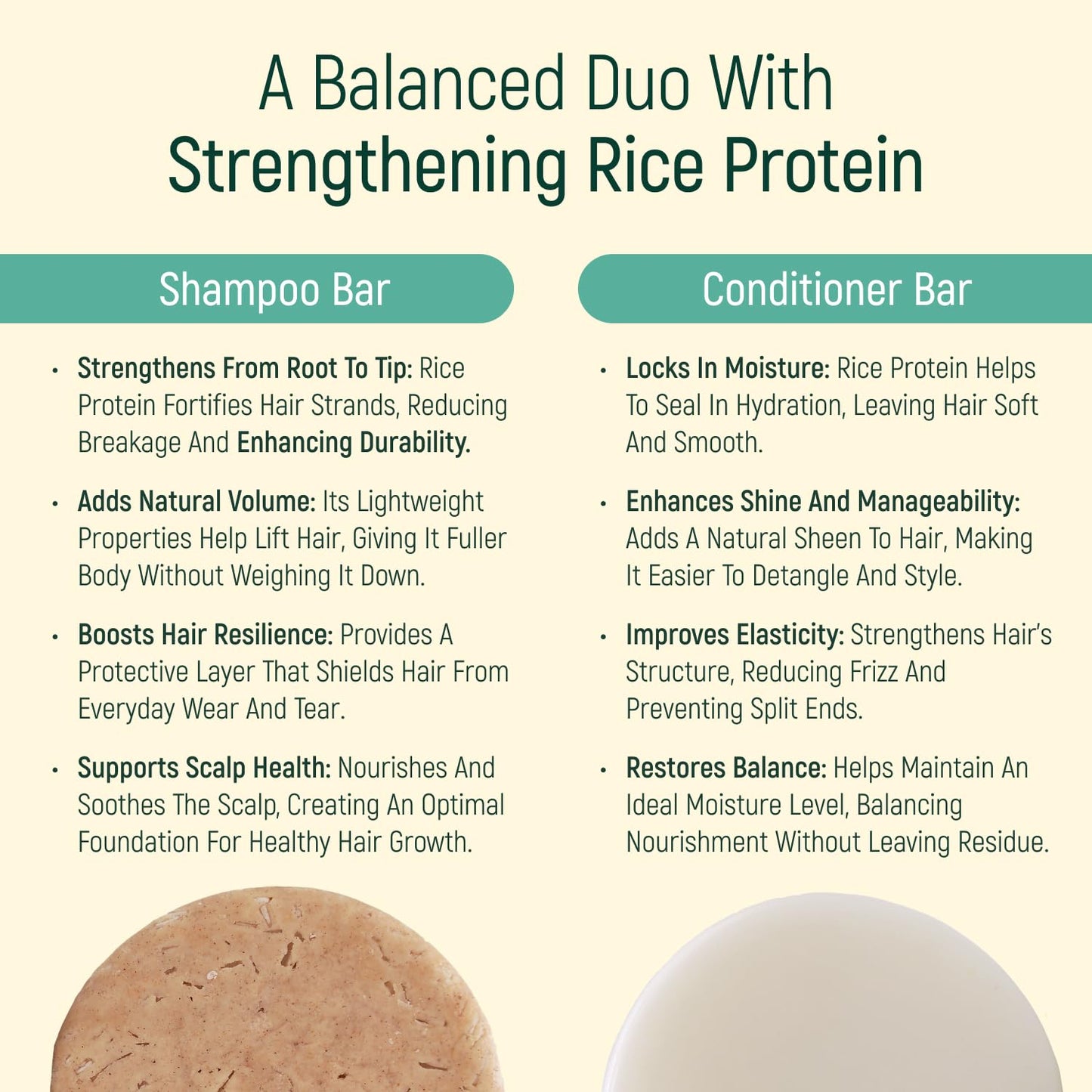 Solid Rice Protein Water Shampoo & Conditioner Hair Soap - Shampoo and Conditioner Bars For Hair With All Natural Plant Based Essential Oils And Zero