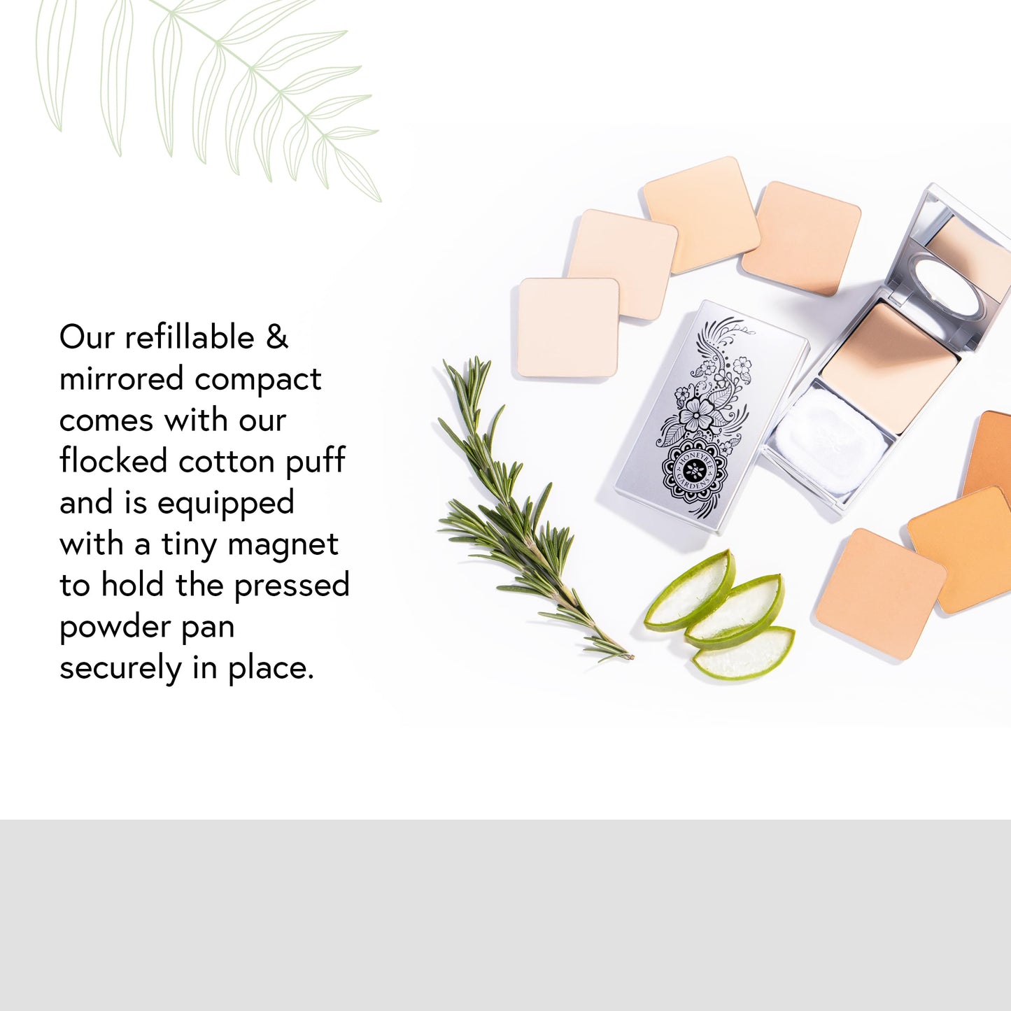 Honeybee Gardens Refillable Pressed Mineral Powder Foundation Compact with Puff & Mirror, Empty Customizable Makeup Kit, Travel-Friendly Luxury