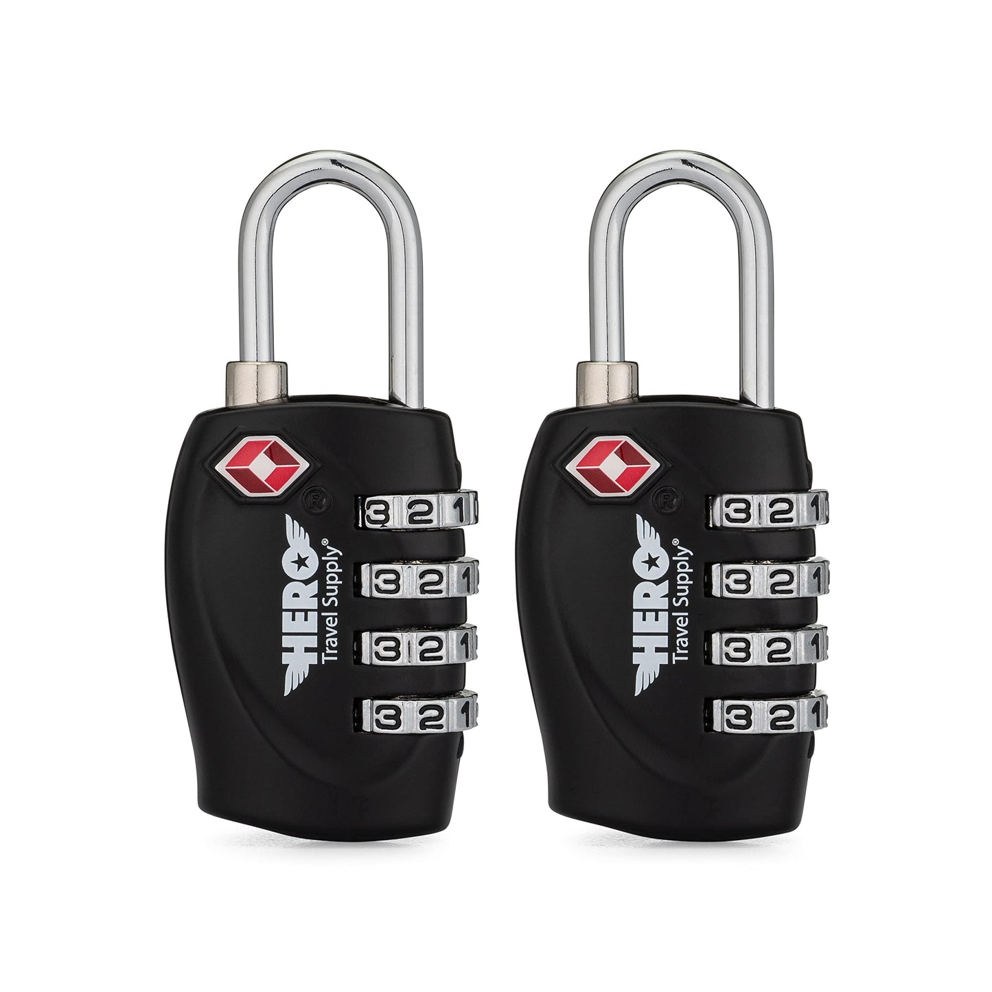 Hero TSA Approved Luggage Locks 2 Pack – 4 Digit Combination Padlocks for Travel, Suitcases, Backpacks & Lockers