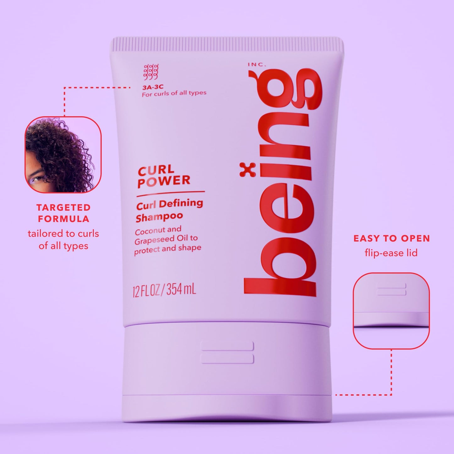 being CURL POWER Curl Defining Shampoo and Conditioner Set 354mL with Coconut and Grapeseed Oil