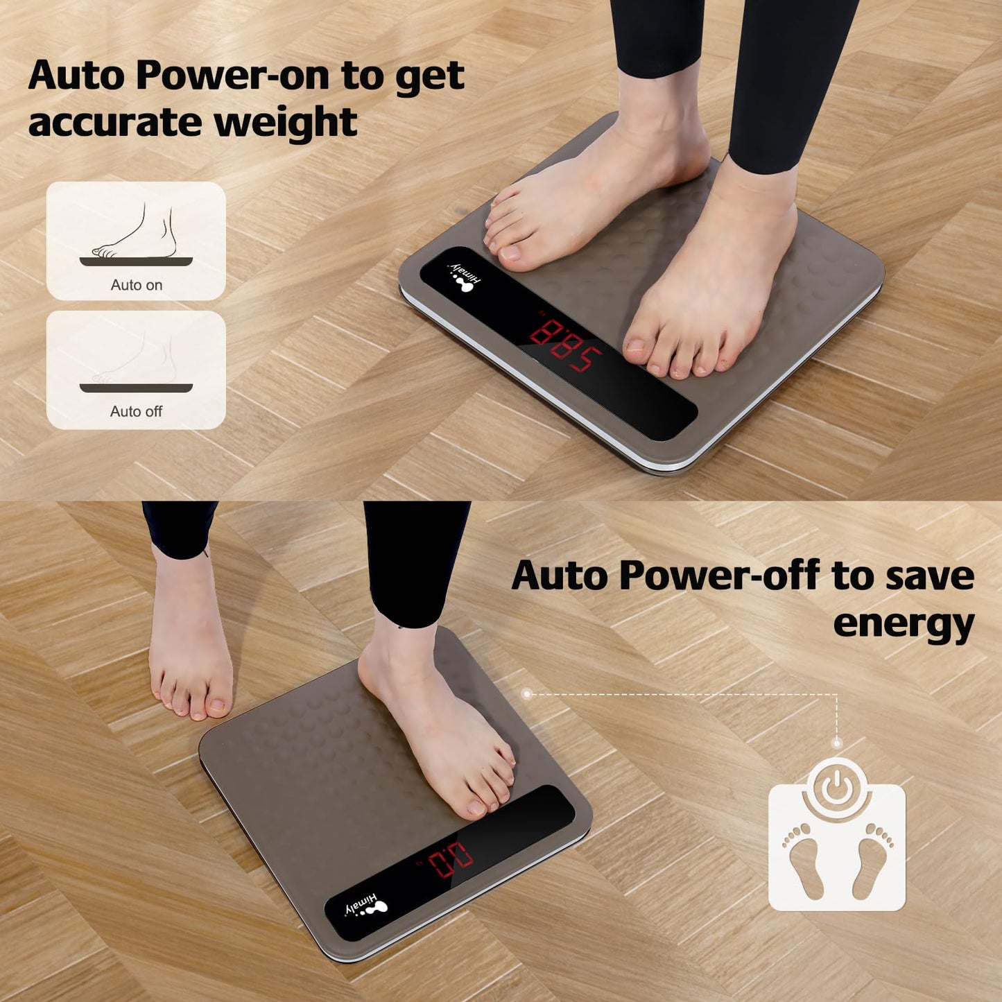 himaly Digital Body Weight Scale Bathroom Scale, Step-On Technology High Precision Measurements Scales with Large Non Slip Silicone Platform and LCD…