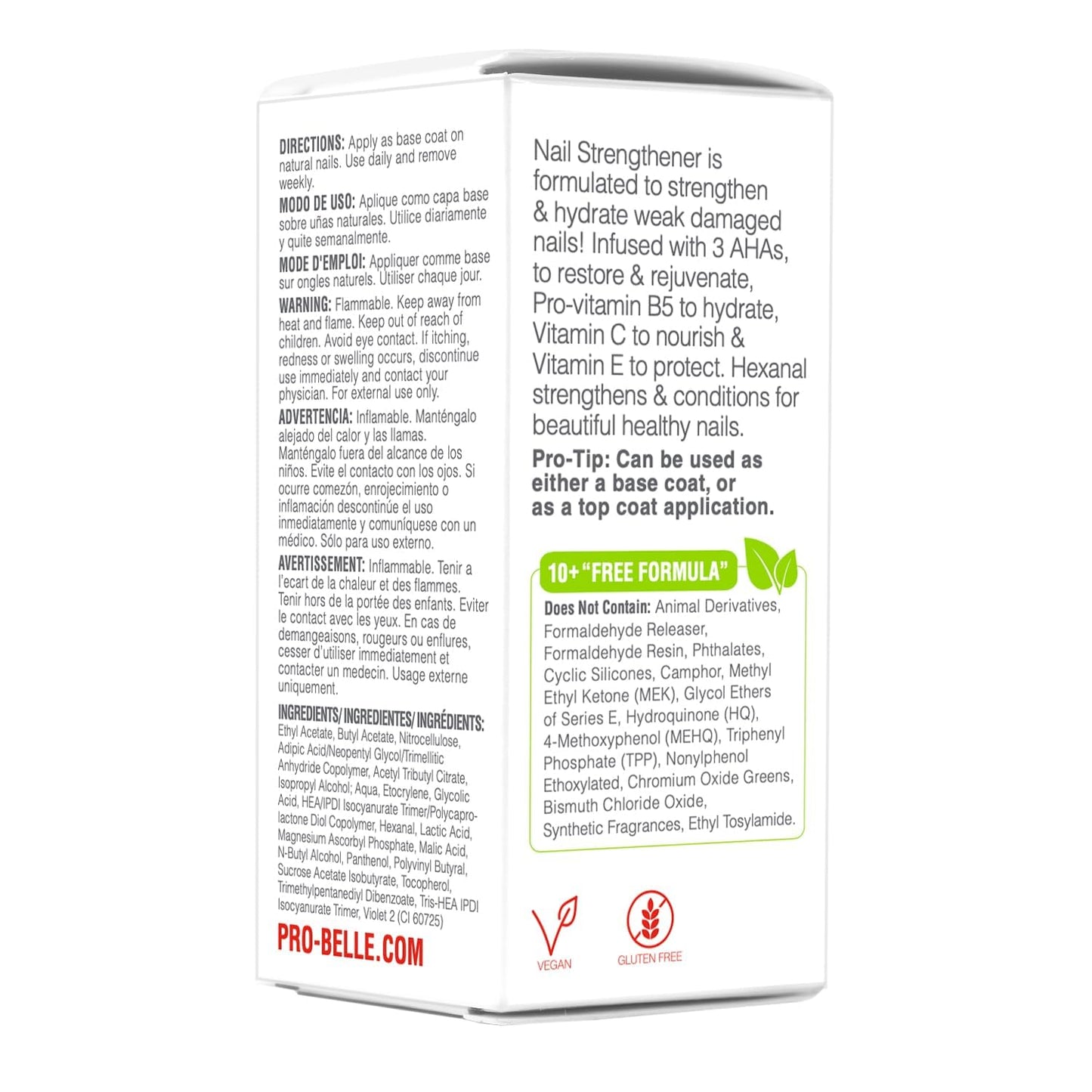 Probelle Nail Strengthener & Growth Treatment – Clear Polish Repairs, Conditions & Strengthens Thin, Damaged Nails, Prevents Splits & Chips