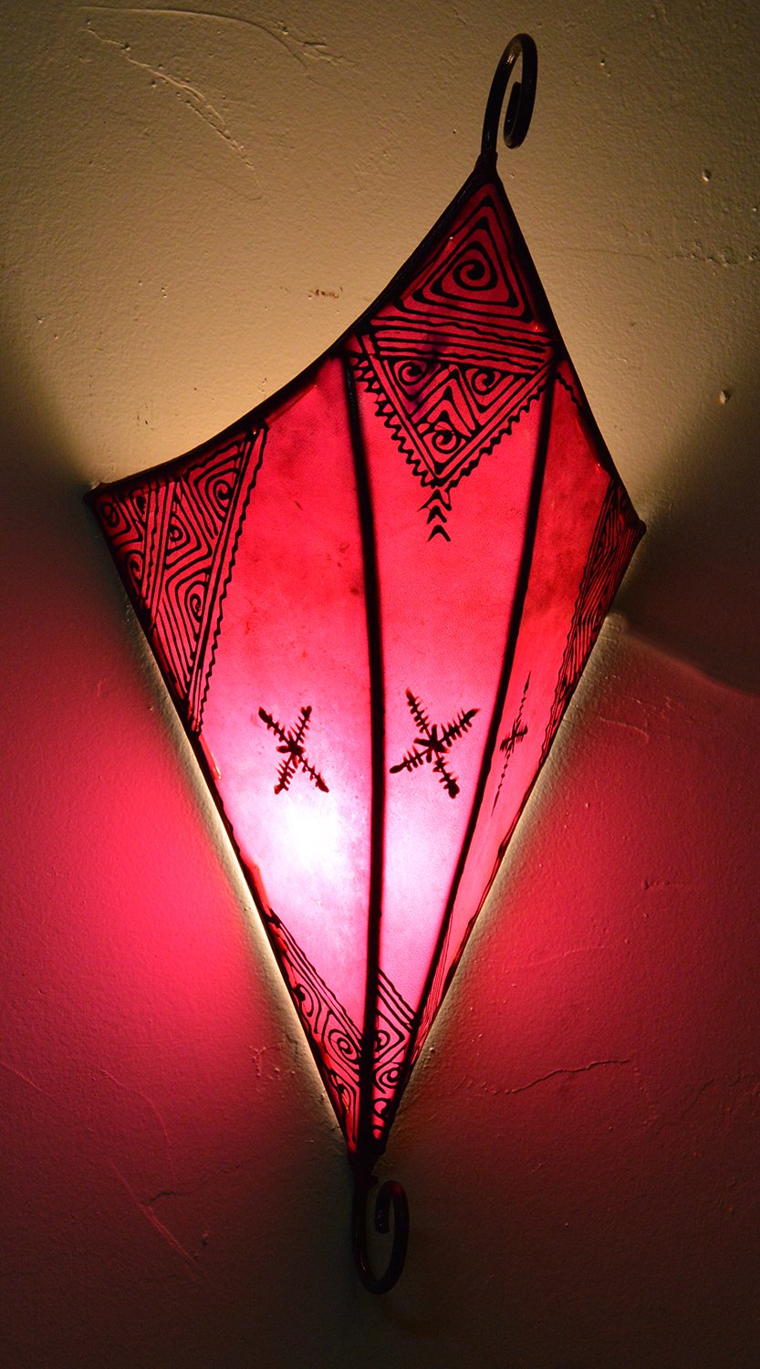 Henna Lamps & Sconces Moroccan Handmade Goat Leather Sconce Henna Tattoo Shade