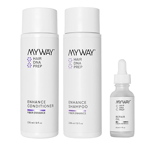 My Way Hair DNA Frizz Control Set - Anti-Frizz Shampoo, Conditioner & Repair Oil Trio for Smooth, Hydrated Hair - Heat Protection, Shine & Damage Care