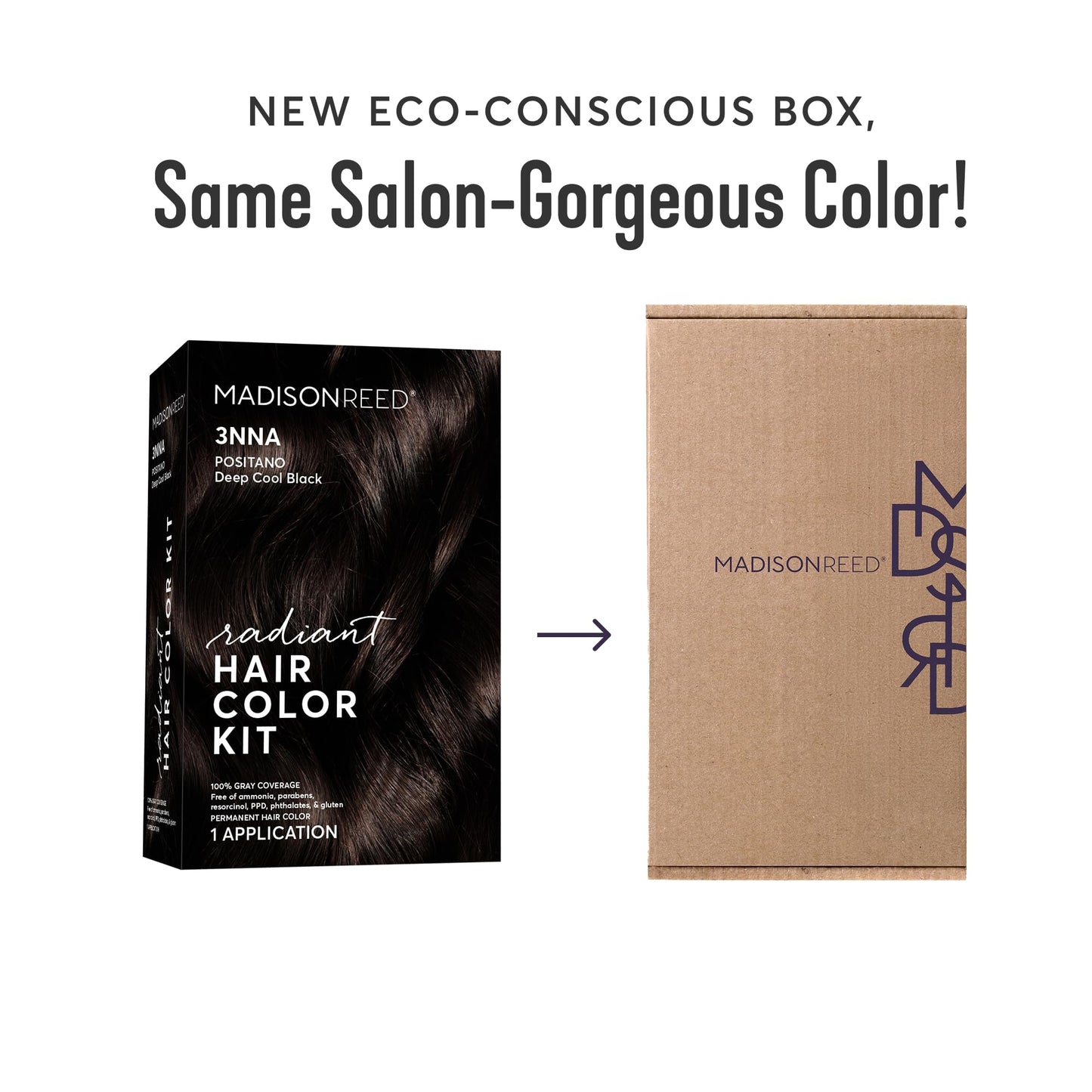 Madison Reed Radiant Hair Color Kit - 3NNA Cool Black-Brown with Ash Undertones (Positano Black), Dimensional Gray Hair Blending Permanent Hair Dye