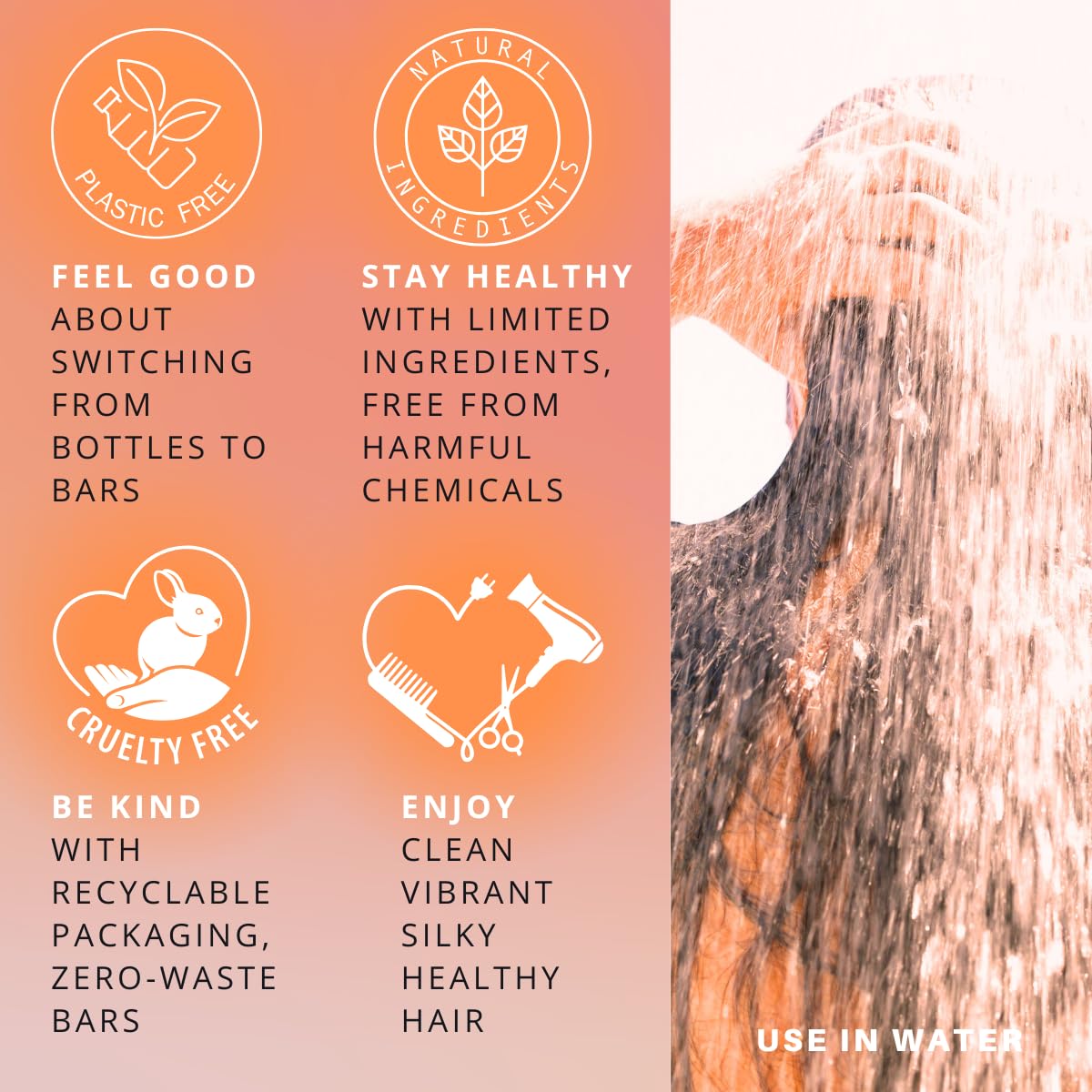 SPIRALEAF Solid Shampoo Bar & Conditioner Bar Set, ORANGE ZEST Limited Ingredients, Concentrated Formula, Fragrance-Free, Dye-Free, Premium Hair Care