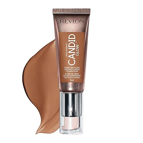 Revlon PhotoReady Candid Glow Moisture Glow Anti-Pollution Foundation with Vitamin E and Prickly Pear Oil, Anti-Blue Light Ingredients, without