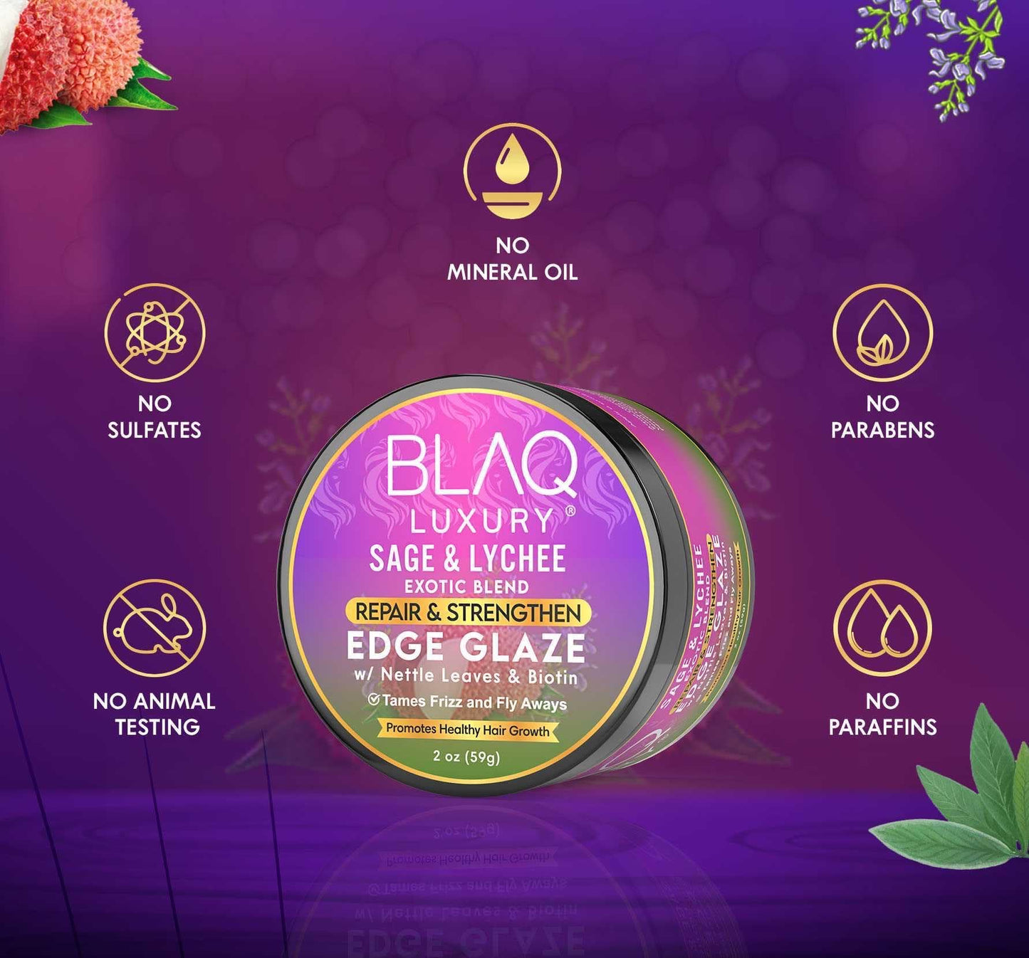 Blaq Luxury Sage & Lychee Repair and Strengthen Edge Glaze - 2oz