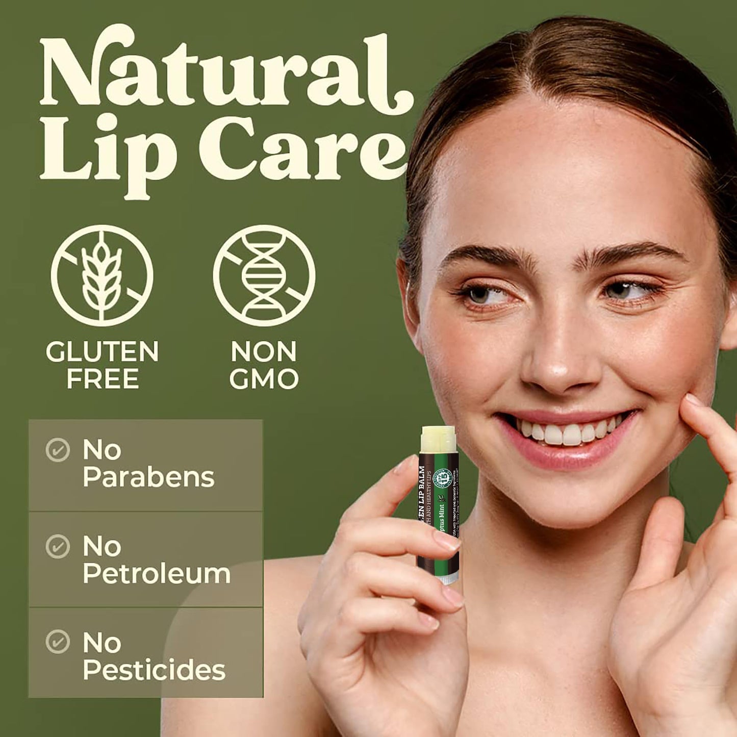 Earth's Daughter SPF Lip Balm Eucalyptus Mint 4-Pack - Lip Sunscreen, SPF 15, Organic Ingredients, Beeswax, Coconut Oil, Vitamin E - Hypoallergenic