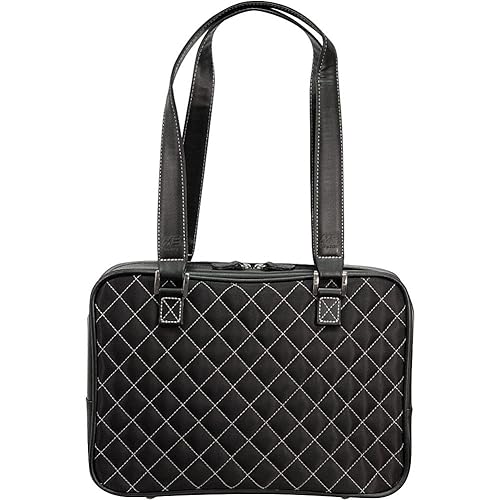 Monaco Handbag Black Quilted w/White Trim