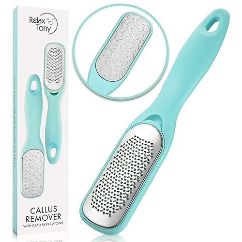 Relax Tony Callus & Dead Skin Remover - Dual-Sided - for Wet & Dry Exfoliation: Scrub, File & Rasp for Smooth Feet - Pedicure Tool - Foot File Callus