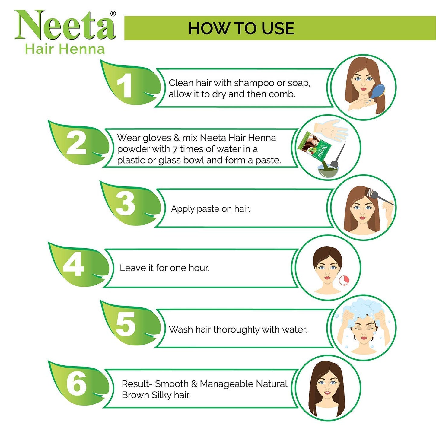 Neeta Hair Henna Powder Enriched With Natural Herbs, Ammonia Free Henna Hair Dye - Natural Brown - 4.41Oz