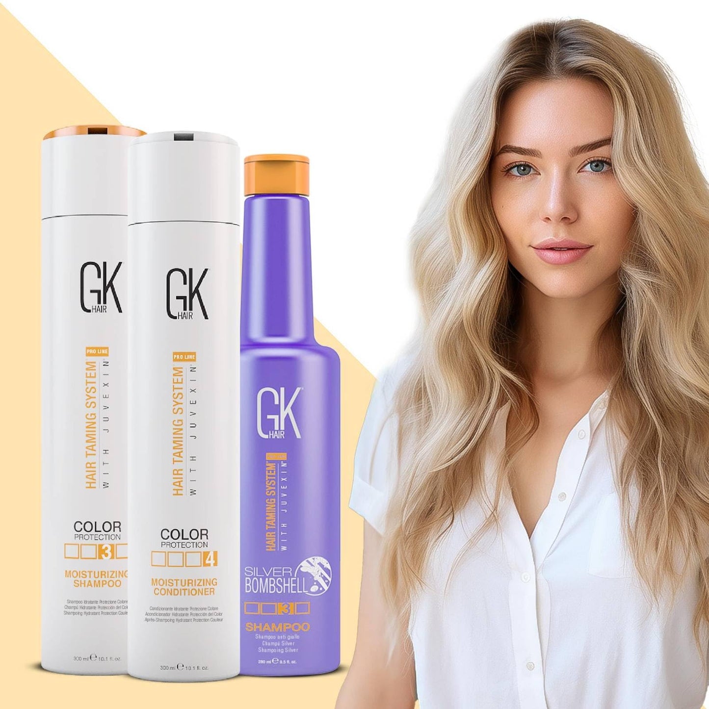 GK HAIR Moisturizing Shampoo and Conditioner Set - Silver Bombshell Shampoo for Dry, Frizzy, Damaged, and Color-Treated Hair - Nourishing Formula