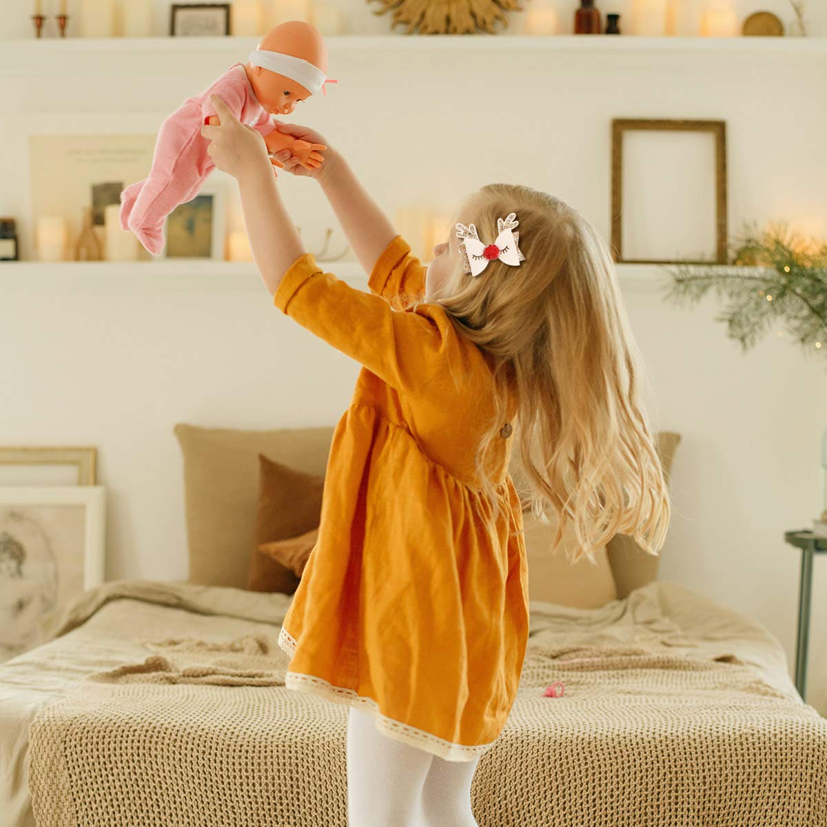 Christmas Bow Hair Clips Antler Girls Hairpins Glitter Hair Barrettes Holiday Cute Hair Accessories Best Gift for Kids