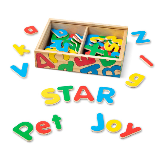Melissa & Doug 52 Wooden Alphabet Magnets in a Box - Uppercase and Lowercase Letters