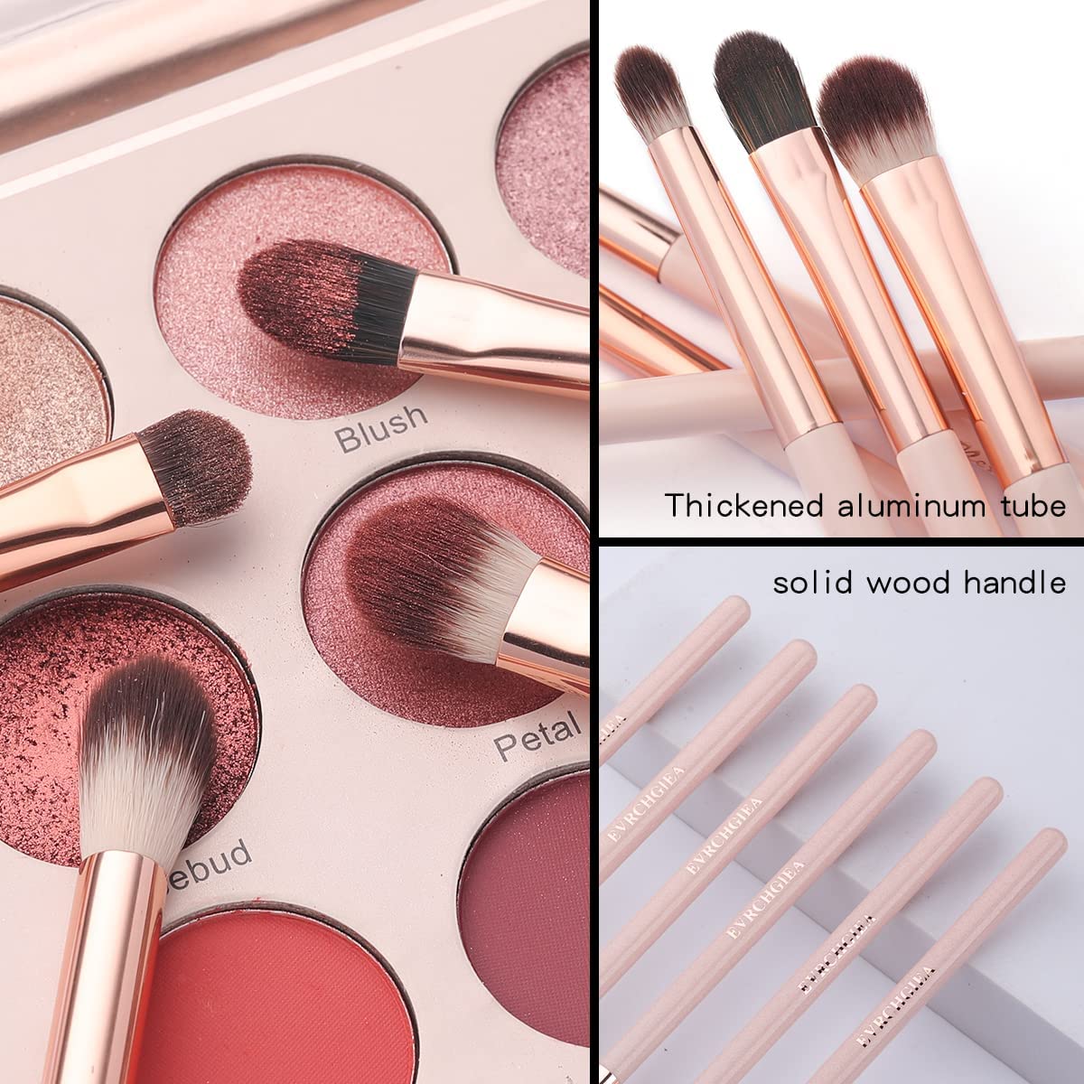 Eye Makeup Brush Set, 6 Pcs Professional Blending Eyeshadow Makeup Brushes for Concealer Eyebrows Eyeliner, Soft Hairs & Wood Handle Beauty and Personal Care EVRCHGIEA