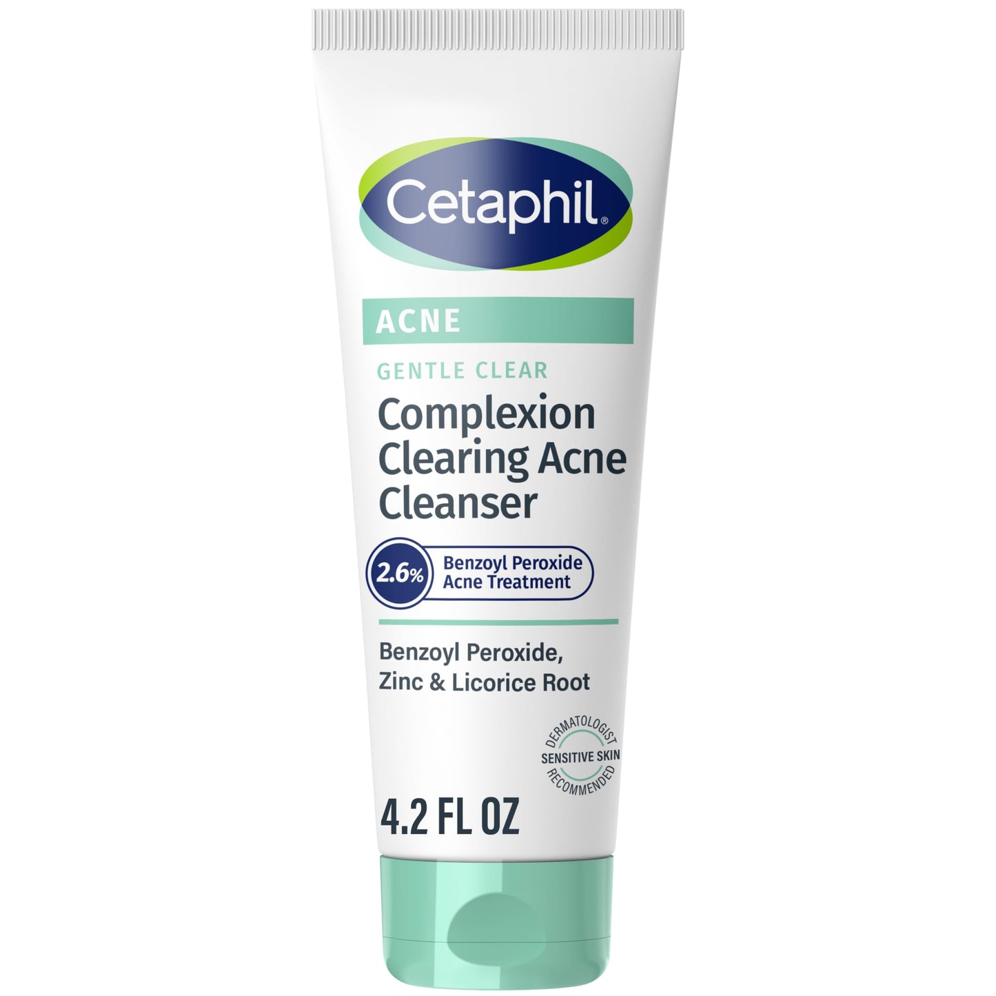 Cetaphil Gentle Clear Complexion-Clearing BPO Acne Cleanser with 2.6% Benzoyl Peroxide, Creamy and Soothing for Sensitive Skin, Suitable for All Skin