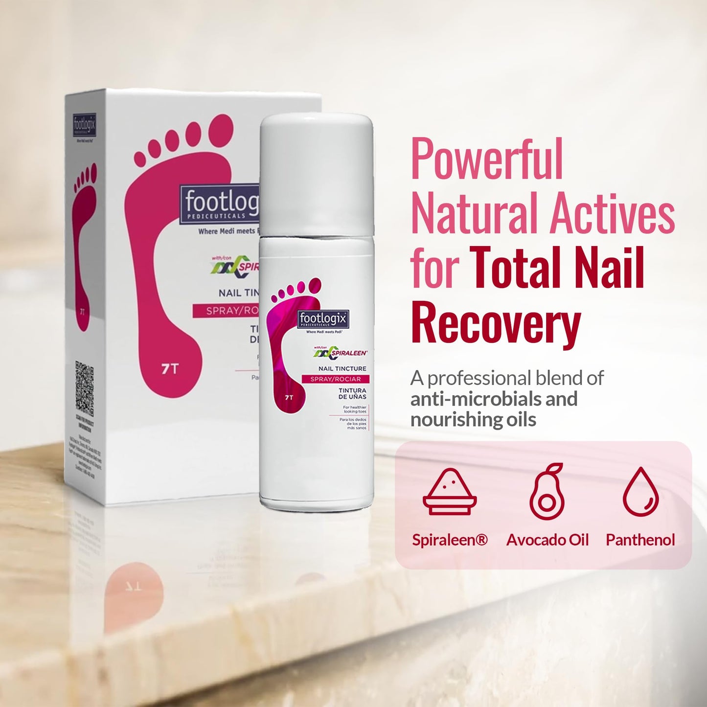 FOOTLOGIX Nail Tincture Spray with Spiraleen, 1.55 Fl Oz (Pack of 1) Beauty & Personal Care FOOTLOGIX