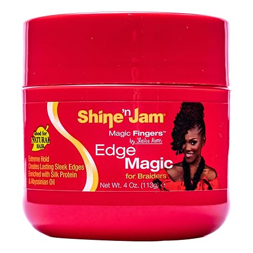 AmPro Shine-n-Jam Magic Fingers Edge Control - Provides Firm Hold with Non-Greasy Shine - Strengthens Hair with Silk Proteins and Softens