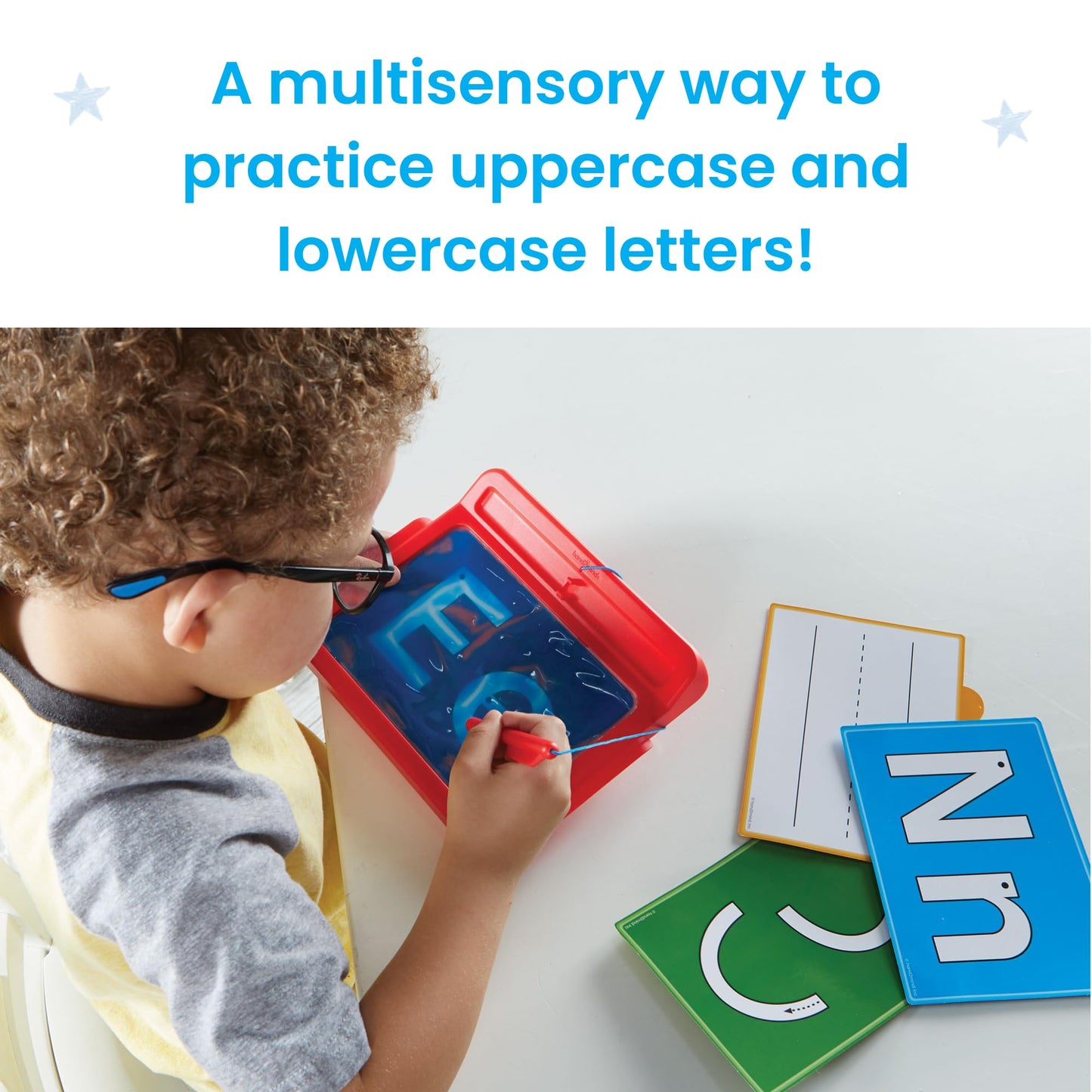 hand2mind Letter Tracing Sensory Pad – Reusable Handwriting Practice Board for Kids Ages 3-5, Montessori Alphabet Preschool Learning Toy