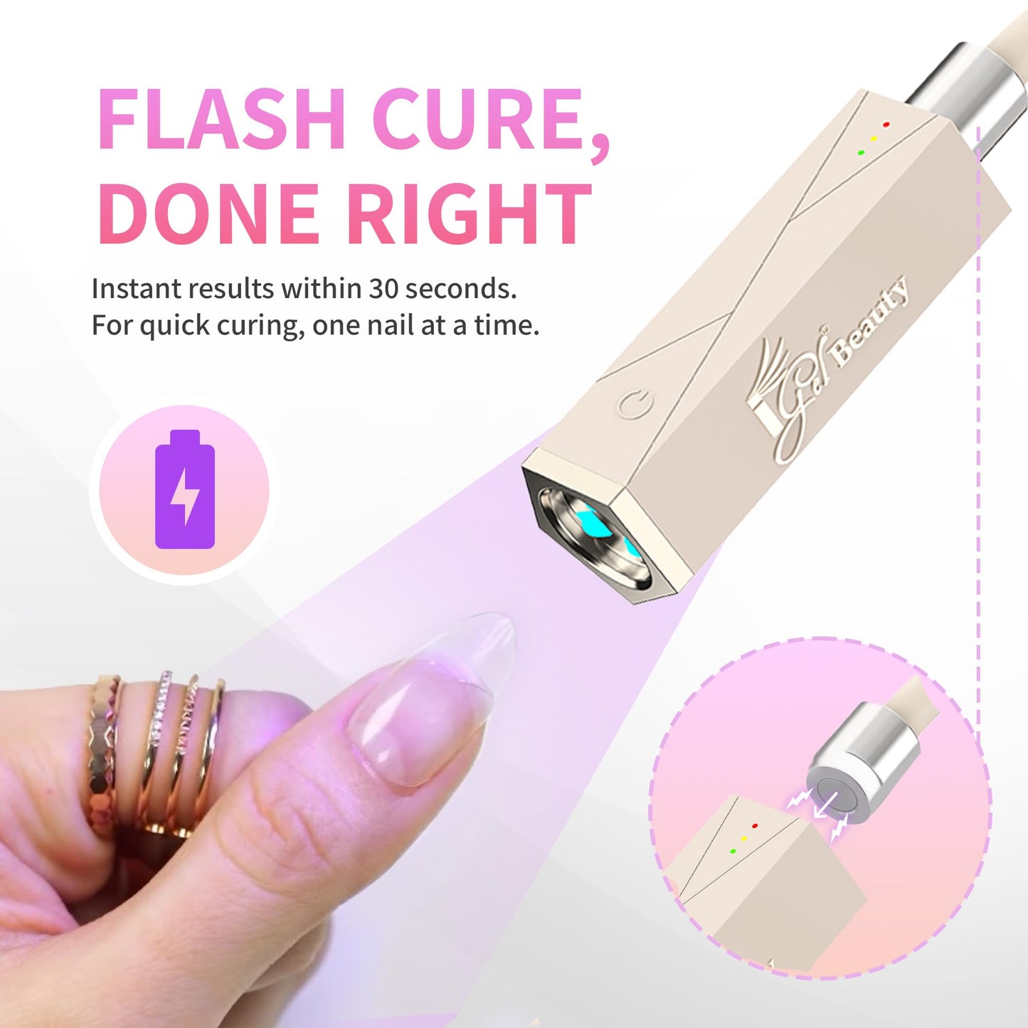 iGel Beauty PRO-X Mini LED Nail Lamp - Portable USB-C Rechargeable Flash Cure Light, Flexible Multi-Arm Design, Hands-Free Sensor, Cordless Nail Beauty & Personal Care iGel Beauty