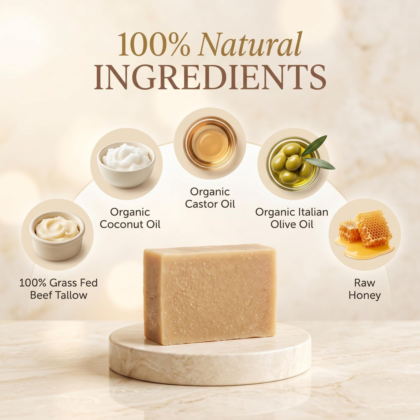 Terra Lotus - Organic Tallow Soap with Organic Castor Oil & Raw Honey - Hydrating & Nourishing - 3 Pack (Unscented) Beauty and Personal Care Terra Lotus