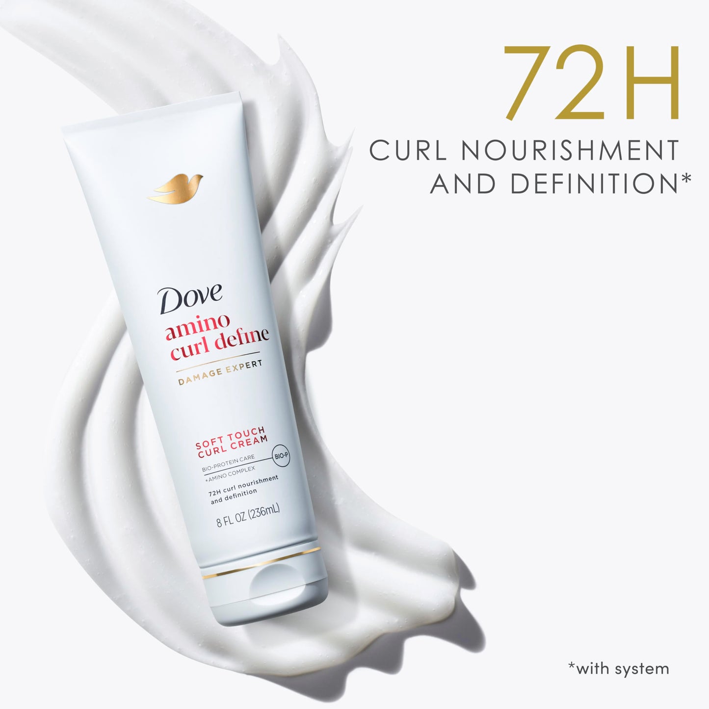 Dove Curl Cream Amino Curl for Curly, Coily Hair with Bio-Protein Care Technology + Amino Complex 8 Fl Oz