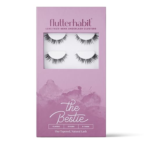 FlutterHabit Bestie Lash Clusters for Women, Salon Quality At Home Eyelashes Extension Kit, 6 Lash Sets, No Lash Glue Included