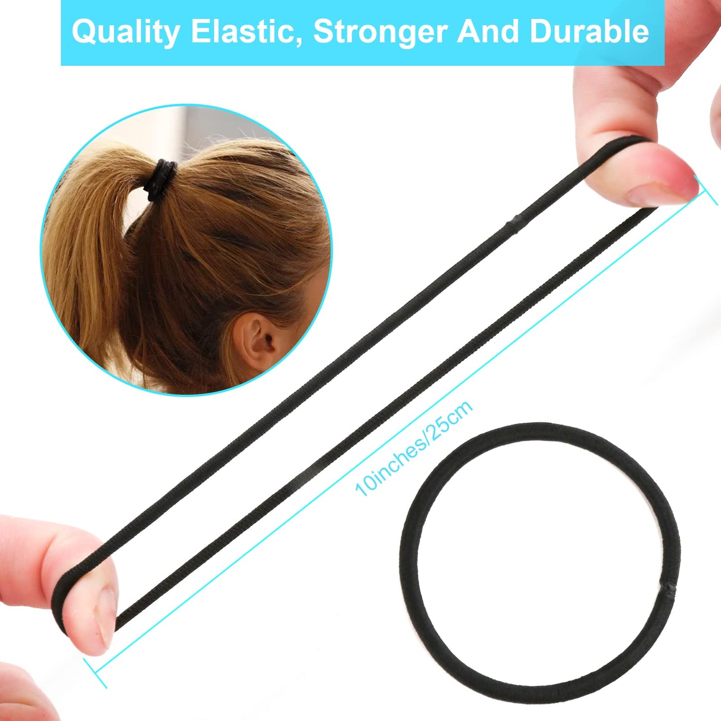 YXYL Hair Ties - 220 PCS Black Hair Ties, Premium Elastic Hair Bands for Women Men Ponytail Holders, Hair Elastics Tie for Medium Thick Curly Hair