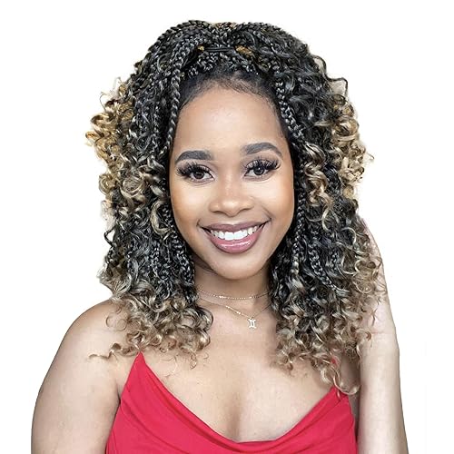 Wodun 14inch Goddess Box Braids Crochet Hair Pre Looped Box-Braids Crochet-Hair with Curly Ends For Black Women Synthetic 3X Bohemian Box Braiding