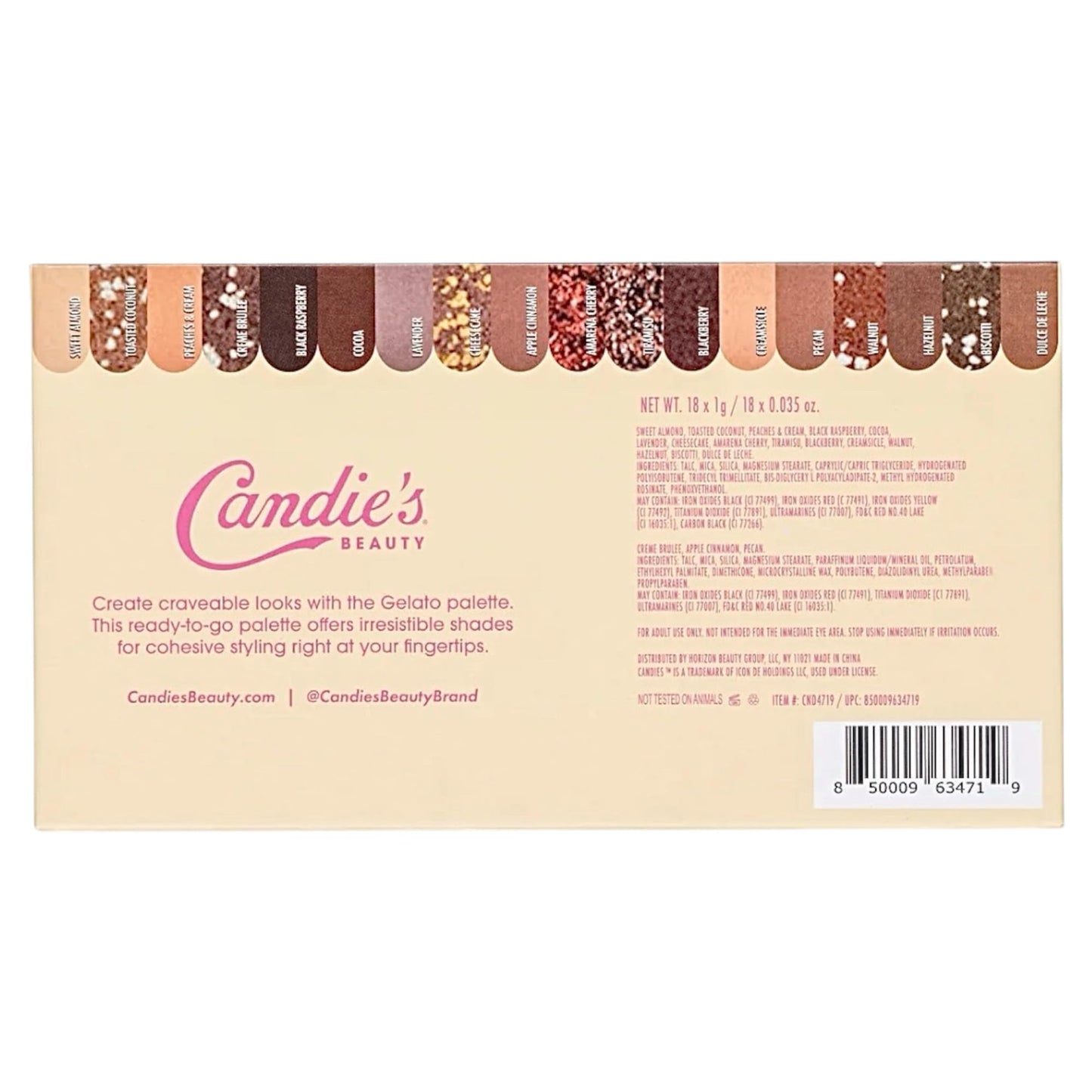 Candie's Parlor Gelato 18-Shade Eye Shadow Makeup Palette - Indulge in a Rich Spectrum of Italian-Inspired Hues