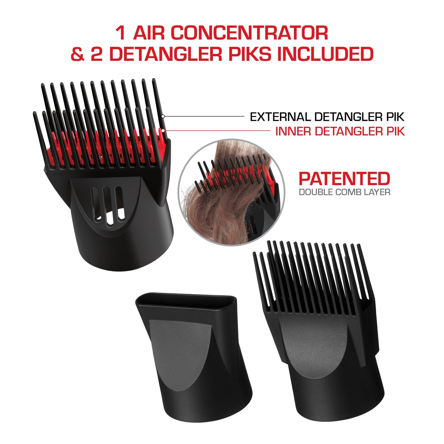 RED by Kiss Handle-Less 2200W Ceramic Tourmaline Hair Dryer, 3 Heat Settings, Pro Blow Dryer with Comb Attachment, Ionic for Frizz-Free Shine