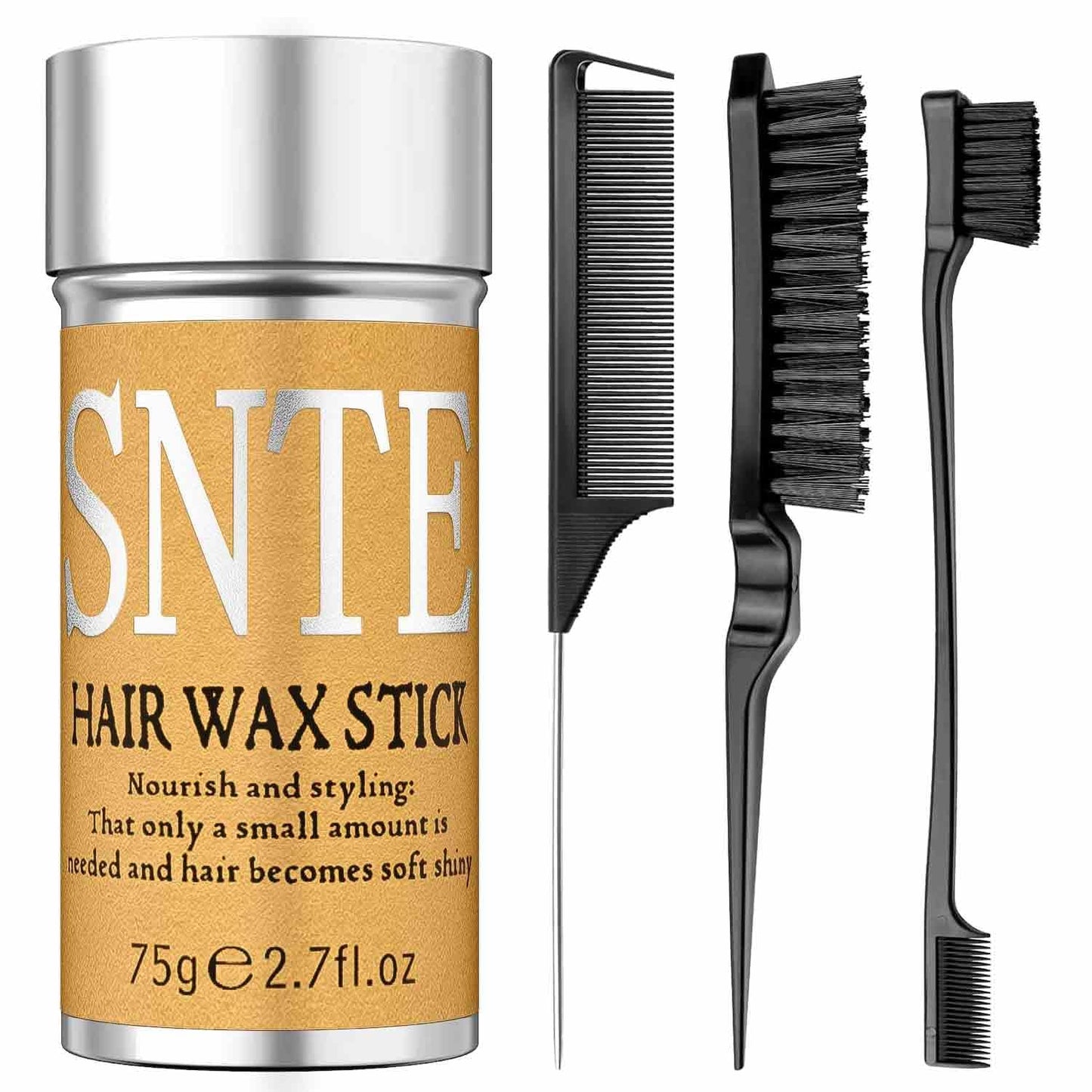 Slick Back Hair Brush & Hair Wax Stick Set - Frizz Control & Flyaway Smoothing - Sleek Ponytails, Buns, Edges - Styling Cream/Gel/Balm/Pomade Stick Beauty and Personal Care Samnyte