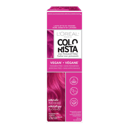 L'Oreal Paris Colorista Metallic Semi Permanent Hair Color for Bleached or Blonde Hair, Color Depositing Hair Mask Formula, Purple