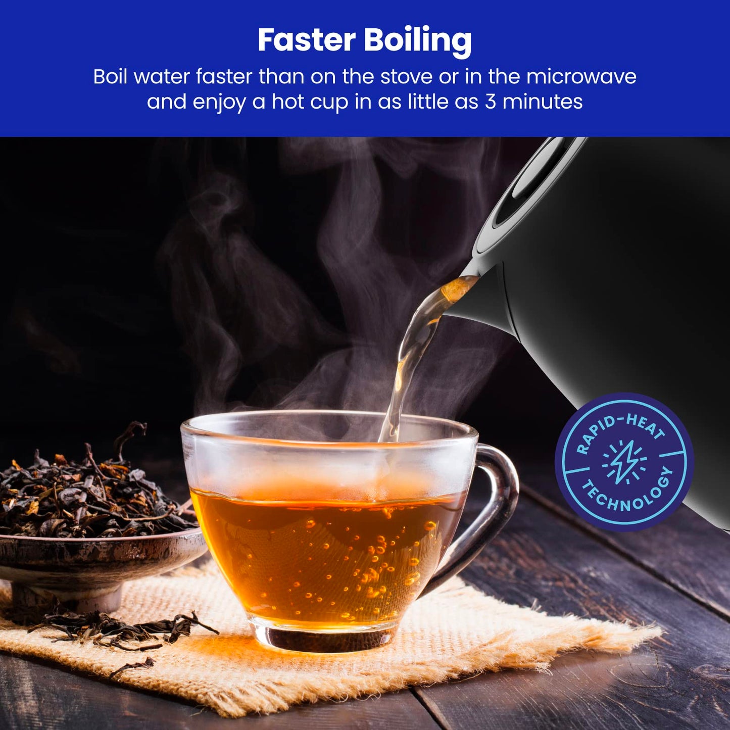 Chefman Electric Kettle, 1.8 Liter Stainless Steel Electric Tea Kettle Water Boiler with Automatic Shutoff, LED Lights, Boil-Dry Protection, Hot…