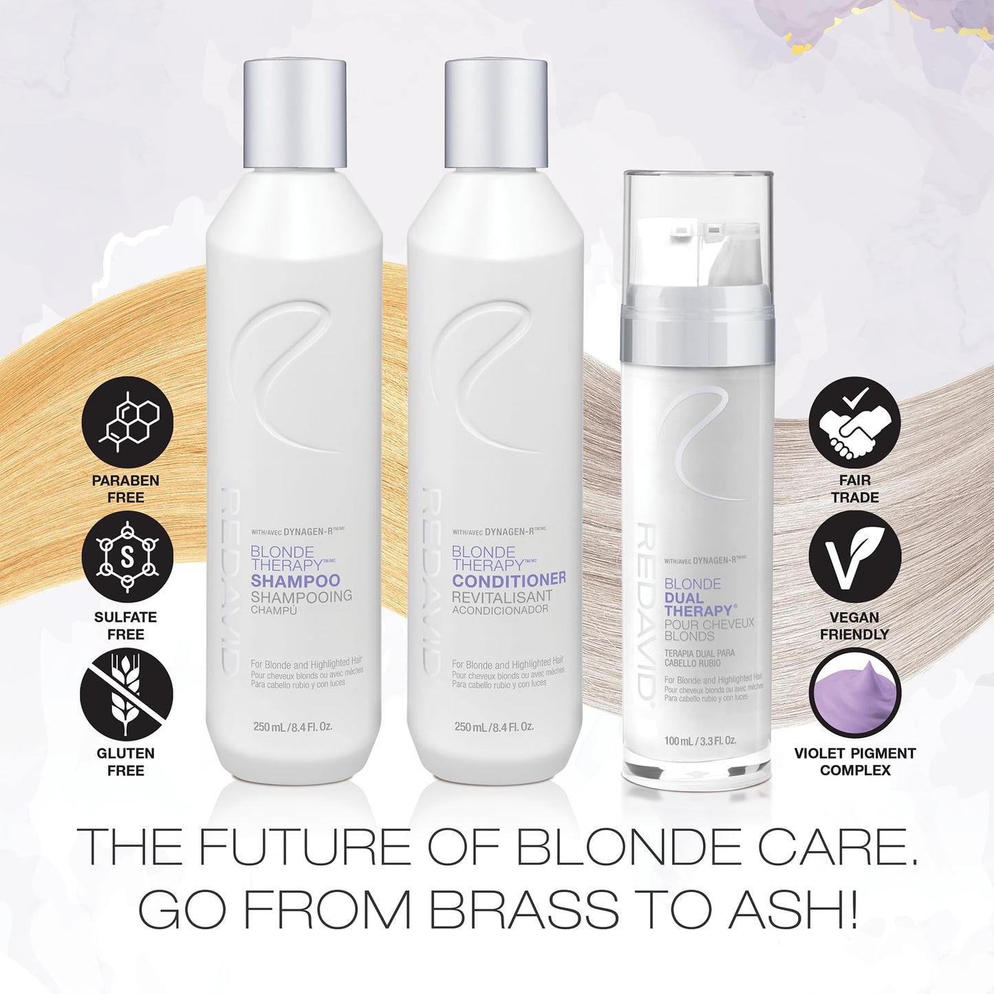 Redavid Blonde Dual Therapy Treatment - 2-Part Leave-in Toner and Repair System, Purple Pigment, Hair Strengthening, For Blonde and Highlighted Hair