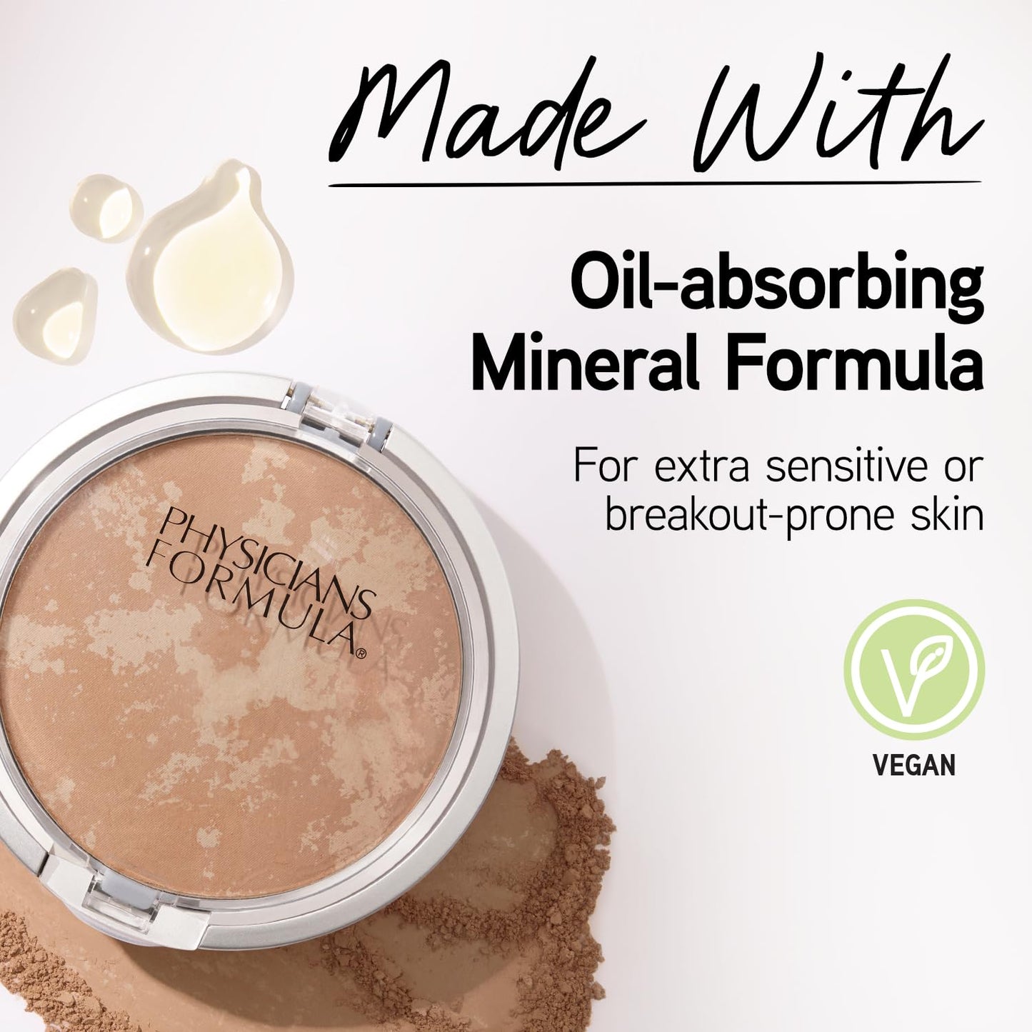 Physicians Formula Mineral Wear Talc-Free Face Powder, Light Coverage Mineral Makeup for Sensitive Skin - Creamy Natural