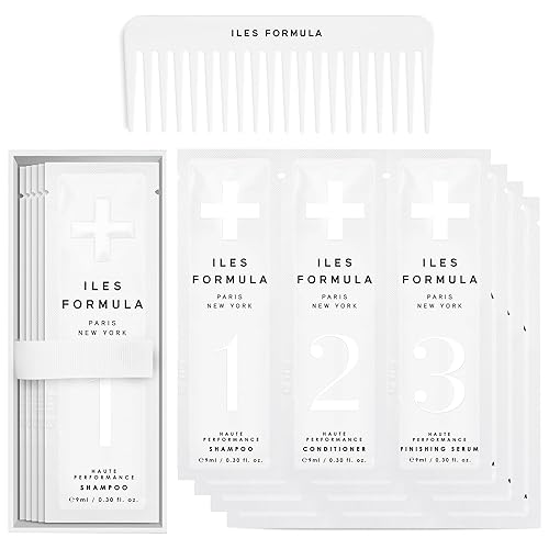 ILES FORMULA Signature Collection Discovery Set - Hydrating Trial Size Shampoo & Conditioner w/Sample Finishing Serum Blow Dry Cream for Dry, Damaged