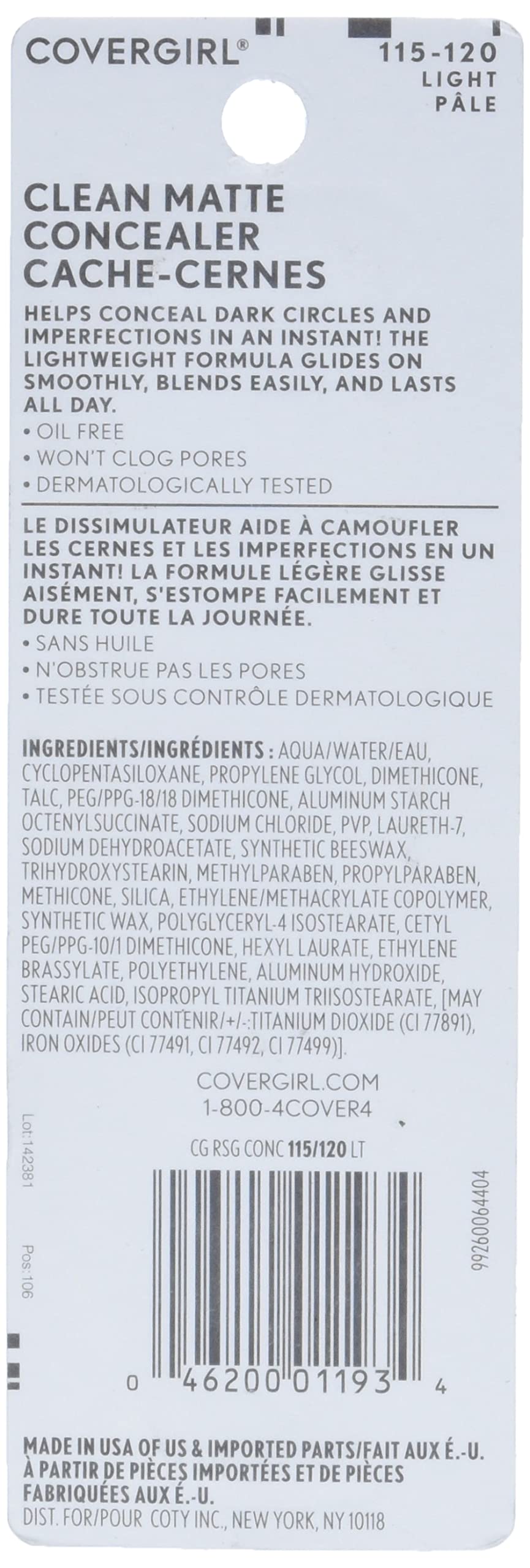 Cover Girl 01193 110/120lt Light Concealer