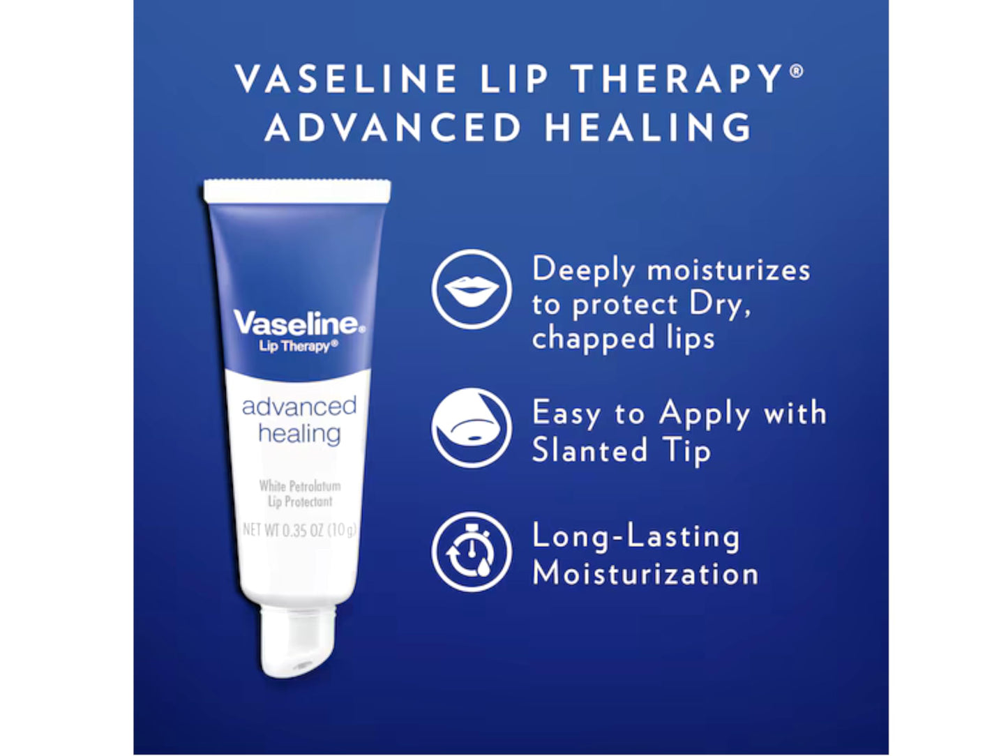 Vaseline Lip Therapy Lip Balm Tube, Advanced Healing Lip Protectant, 0.35 OZ - 11 Pack Beauty and Personal Care Vaseline